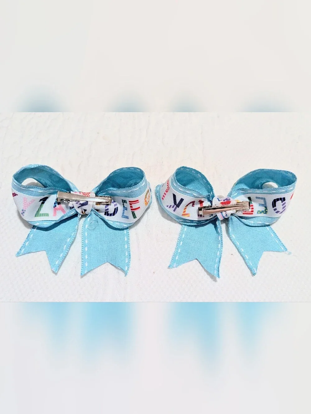 Set of 2 ABC Back to School Hair Bows - Handmade Kids Accessories